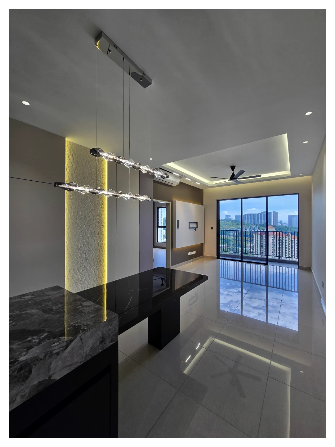 Dark kitchen material detail